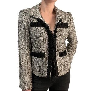 DStudio Ruffle Trim Wool Tweed Blazer 💕
